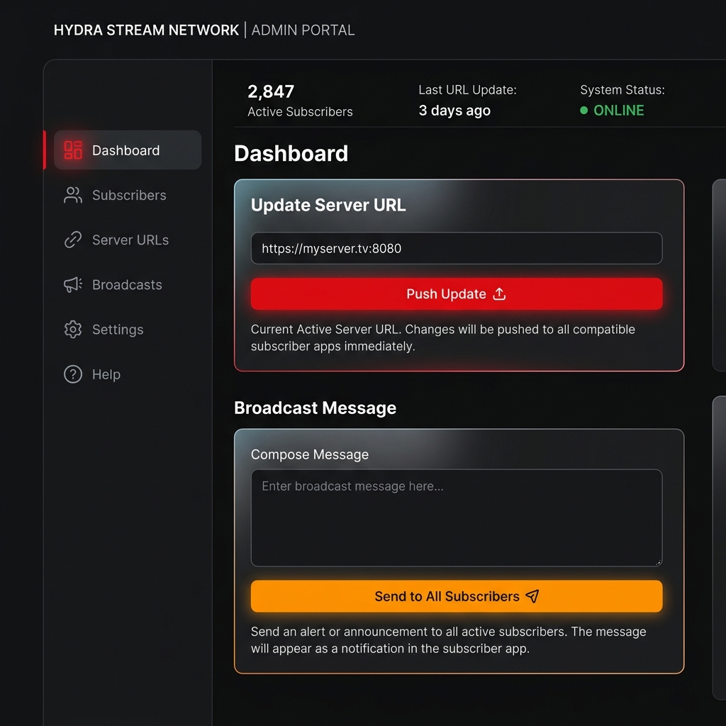 Apex Stream Reseller Control Panel dashboard